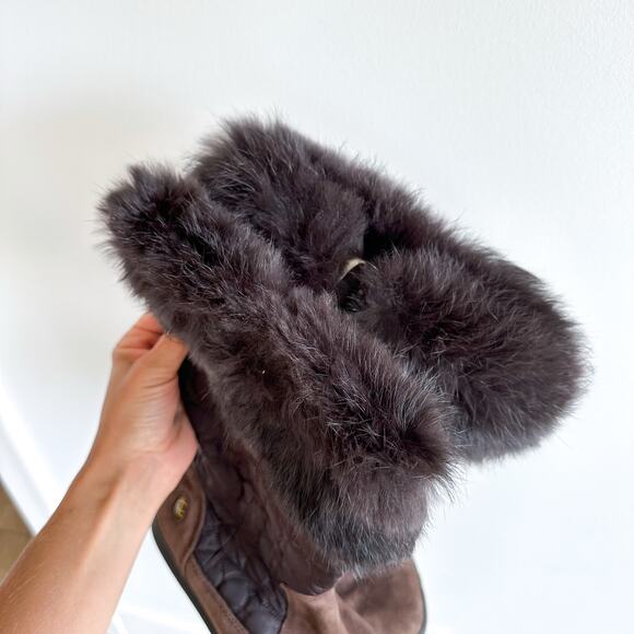 Coach Talen Suede Fur Cuff Boot Brown 8M - Picture 4 of 8